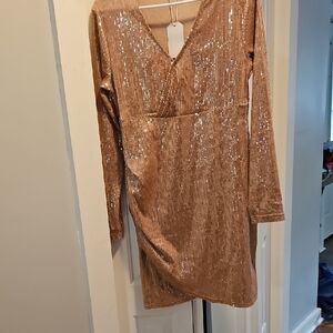 Elegant Gold Sequin Mini Dress